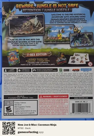 New Joe & Mac: Caveman Ninja PlayStation 5, NTSC box back