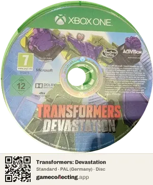 Transformers: Devastation Xbox One, PAL disc