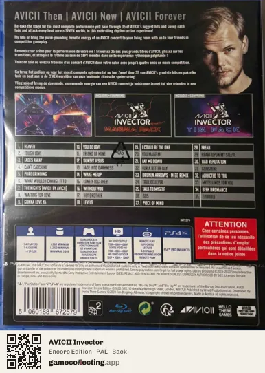AVICII Invector PlayStation 4, PAL box back