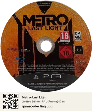 Metro: Last Light PlayStation 3, PAL disc
