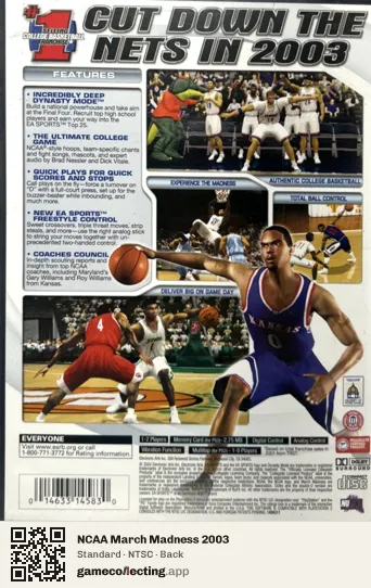 NCAA March Madness 2003 PlayStation 2, NTSC box back