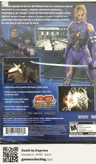 Death by Degrees PlayStation 2, NTSC box back