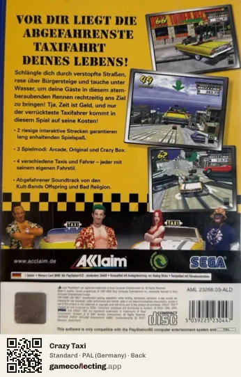Crazy Taxi PlayStation 2, Germany box back