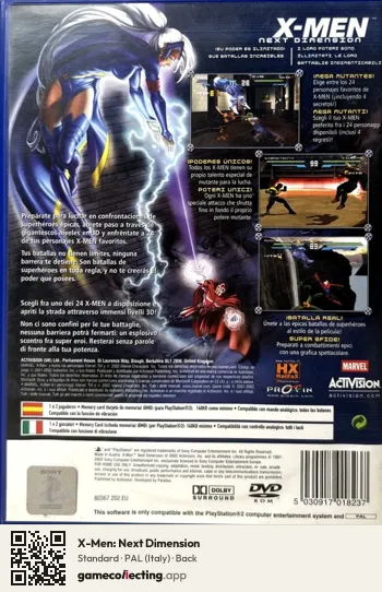 X-Men: Next Dimension PlayStation 2, Italy box back