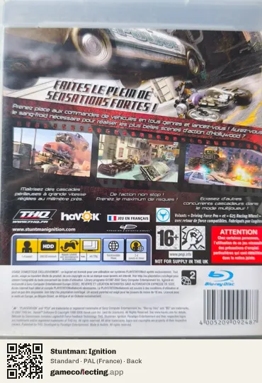 Stuntman: Ignition PlayStation 3, France box back