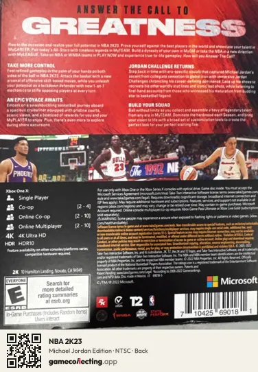 NBA 2K23 Xbox One, NTSC box back