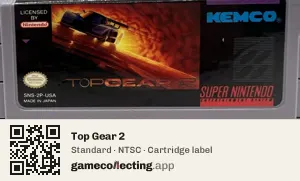 Top Gear 2 Super Nintendo Entertainment System, NTSC cartridge label