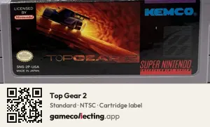 Top Gear 2 Super Nintendo Entertainment System, NTSC cartridge label