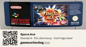 Space Ace Super Nintendo Entertainment System, PAL cartridge label