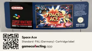 Space Ace Super Nintendo Entertainment System, PAL cartridge label