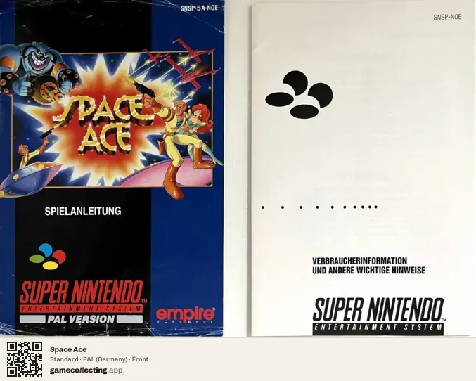 Space Ace Super Nintendo Entertainment System, Germany box front