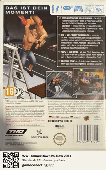 WWE SmackDown vs. Raw 2011 Nintendo Wii, Germany box back