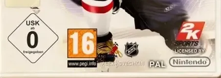NHL 2K10, the USK square on its front