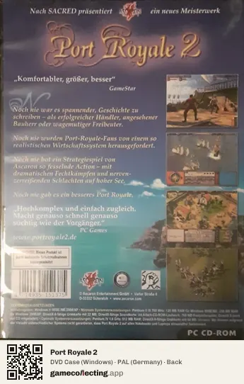 Port Royale 2 Computer, Germany box back