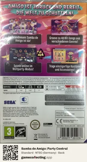 Samba de Amigo: Party Central Nintendo Switch, Germany box back