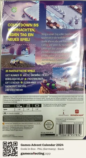 Games Advent Calendar 2024 Nintendo Switch, Germany box back