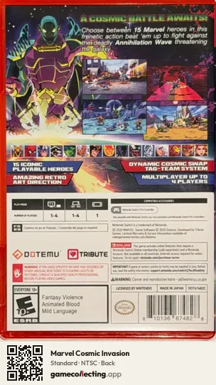 Marvel Cosmic Invasion Nintendo Switch 2, NTSC box back