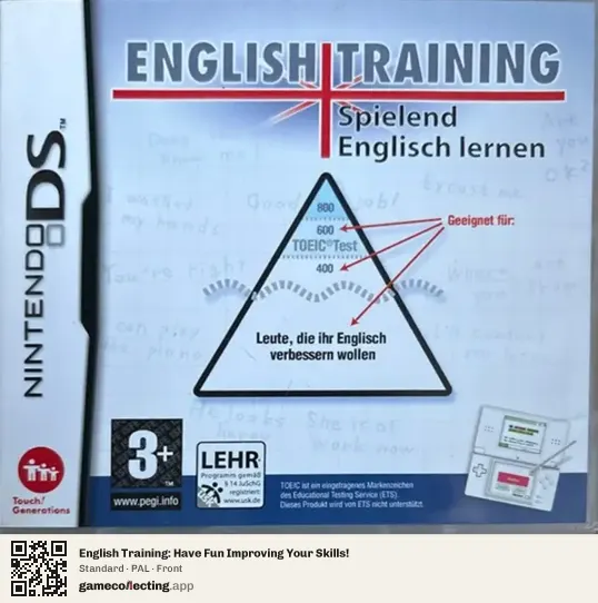 English Training: Have Fun Improving Your Skills! Nintendo DS, PAL box front