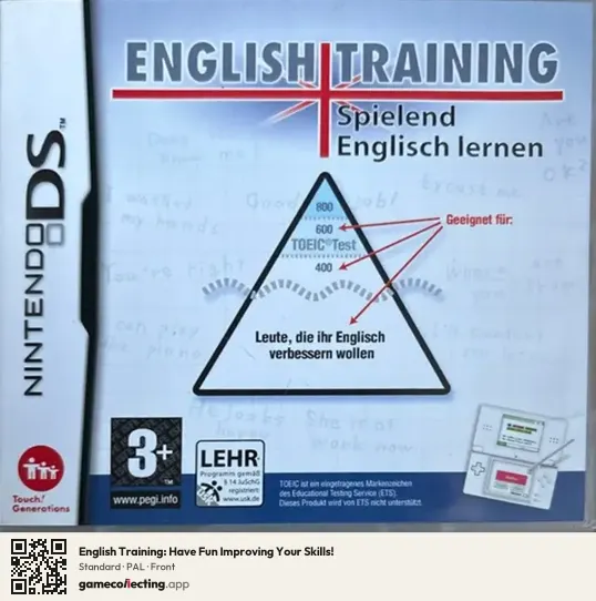 English Training: Have Fun Improving Your Skills! Nintendo DS, PAL box front