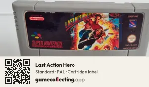 Last Action Hero Super Nintendo Entertainment System, PAL cartridge label