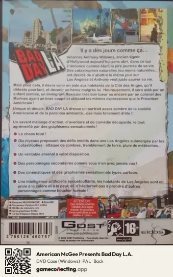 American McGee Presents Bad Day L.A. Computer, PAL box back