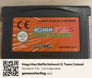 Mega Man Battle Network 5: Team Colonel Game Boy Advance, PAL cartridge label