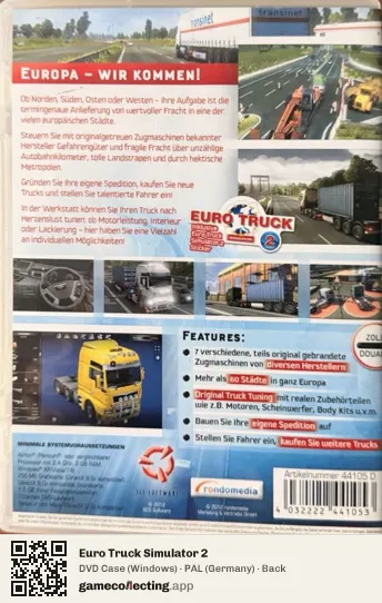 Euro Truck Simulator 2 Computer, Germany box back