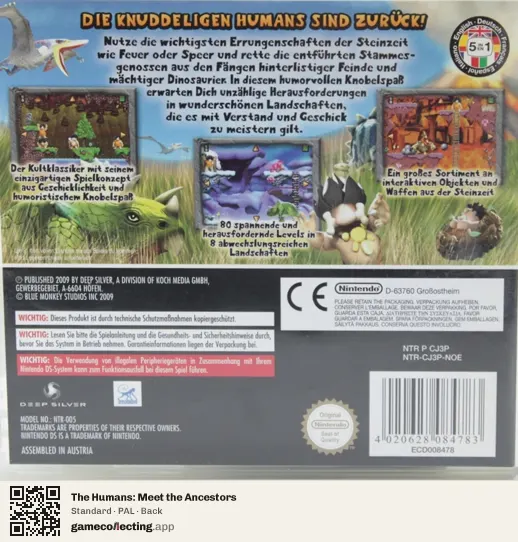 The Humans: Meet the Ancestors Nintendo DS, PAL box back