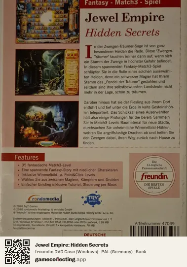 Jewel Empire: Hidden Secrets Computer, Germany box back