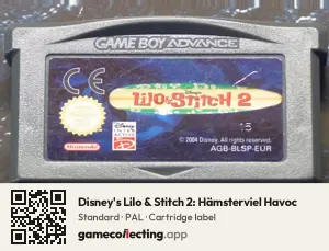 Disney's Lilo & Stitch 2: Hämsterviel Havoc Game Boy Advance, PAL cartridge label