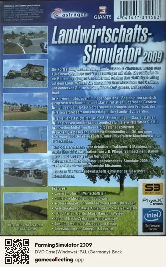 Farming Simulator 2009 Computer, Germany box back