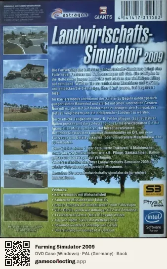 Farming Simulator 2009 Computer, Germany box back