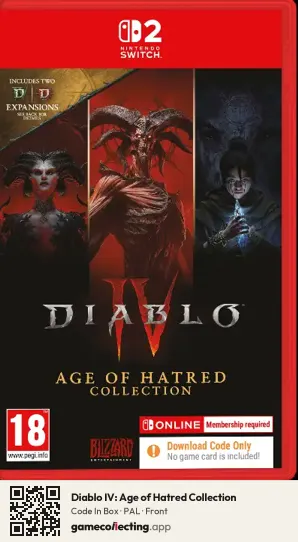 Diablo IV: Age of Hatred Collection Nintendo Switch 2, PAL box front