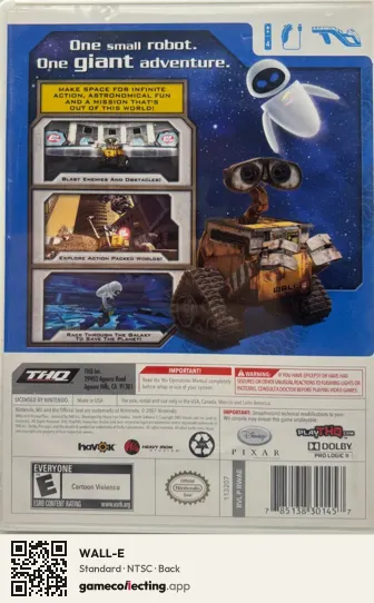 WALL-E Nintendo Wii, NTSC box back