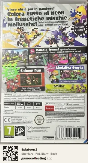 Splatoon 2 Nintendo Switch, Italy box back