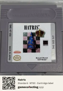 Hatris Game Boy, NTSC cartridge label