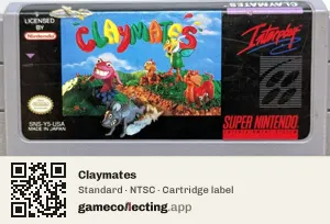 Claymates Super Nintendo Entertainment System, NTSC cartridge label