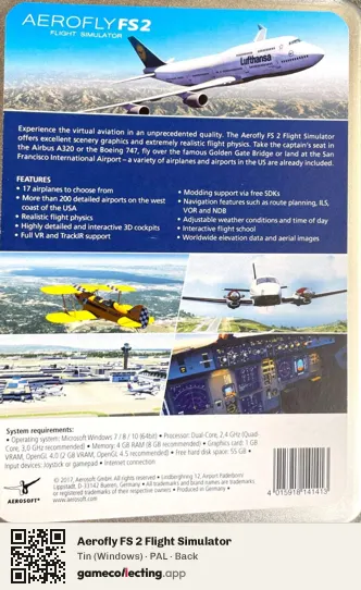 Aerofly FS 2 Flight Simulator Computer, PAL box back
