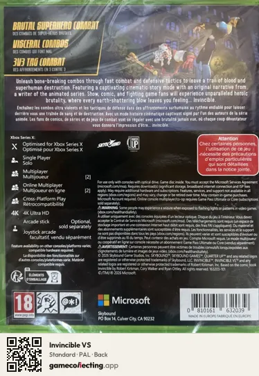 Invincible VS Xbox Series X, PAL box back