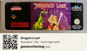 Dragon's Lair Super Nintendo Entertainment System, PAL cartridge label