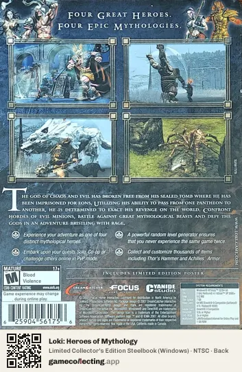 Loki: Heroes of Mythology Computer, NTSC box back