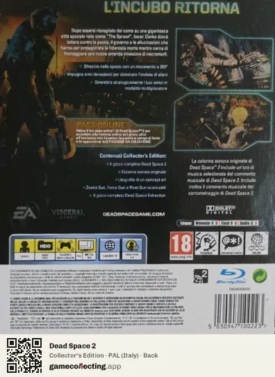 Dead Space 2 PlayStation 3, Italy box back