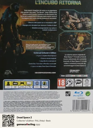 Dead Space 2 PlayStation 3, Italy box back