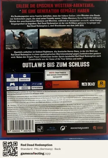 Red Dead Redemption PlayStation 4, Germany box back