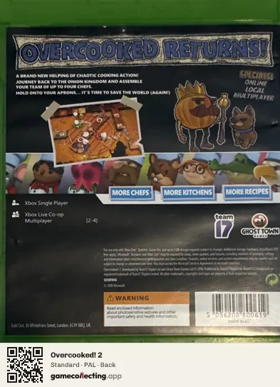 Overcooked! 2 Xbox One, PAL box back