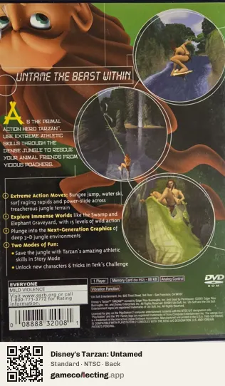 Disney's Tarzan: Untamed PlayStation 2, NTSC box back