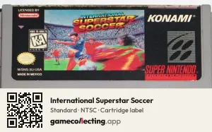 International Superstar Soccer Super Nintendo Entertainment System, NTSC cartridge label