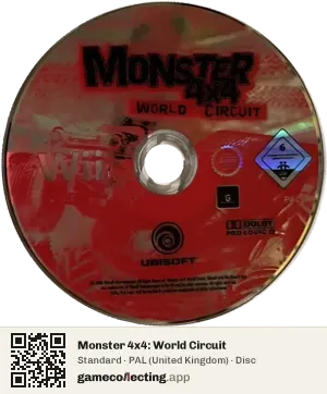 Monster 4x4: World Circuit Nintendo Wii, PAL disc