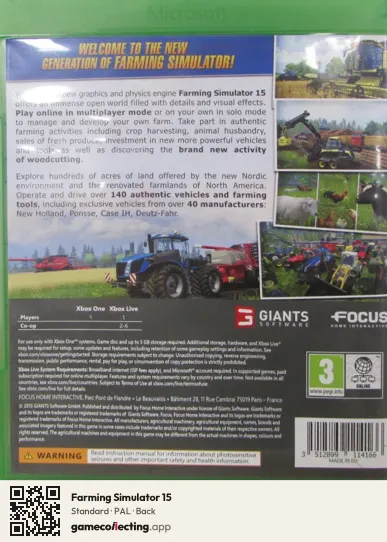 Farming Simulator 15 Xbox One, PAL box back