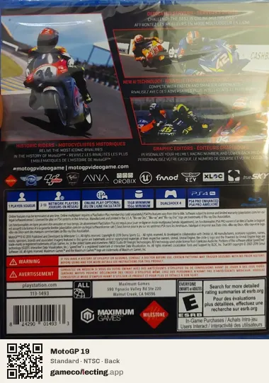 MotoGP 19 PlayStation 4, NTSC box back